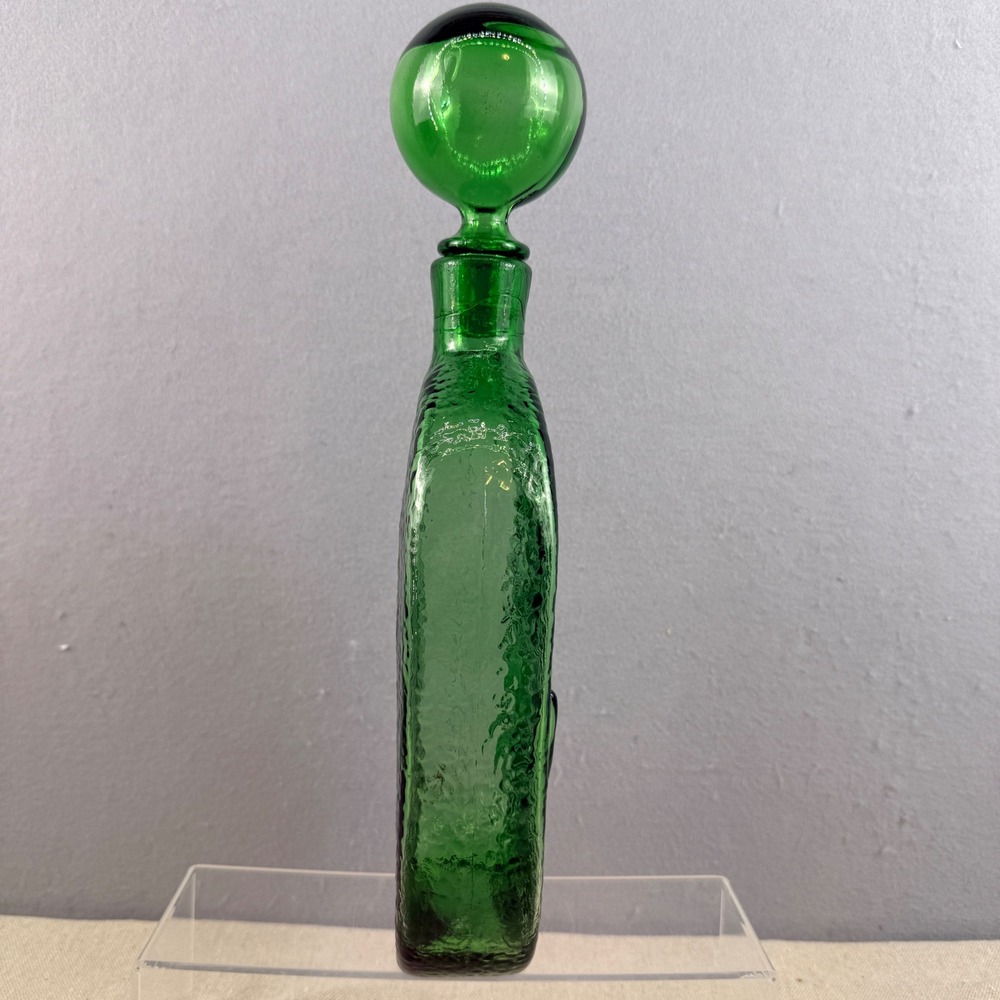 Wayne Husted for Stelvia Empoli Italian Glass Sunflower Decanter 14" Green MCM - Picture 6 of 12